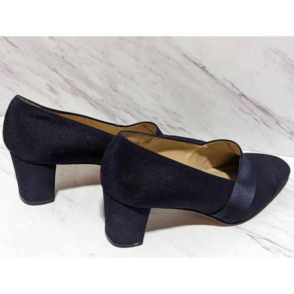 Adrienne Vittadini Women's Blue Fabric 2" Block Slip On Heel Fabric Pump 7.5 - Picture 4 of 10